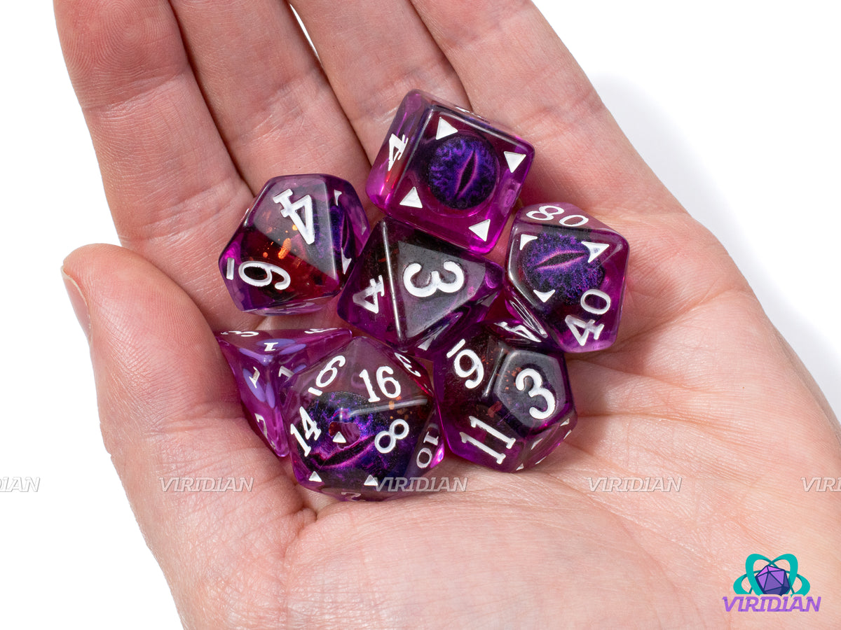 Amethyst Draconis | Dragon Eyes Dice, Translucent Purple, Purple