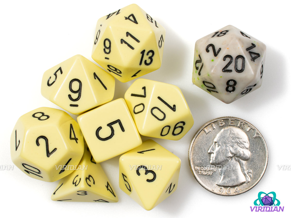 Opaque Pastel Yellow & Black | Acrylic Polyhedral Dice Set
