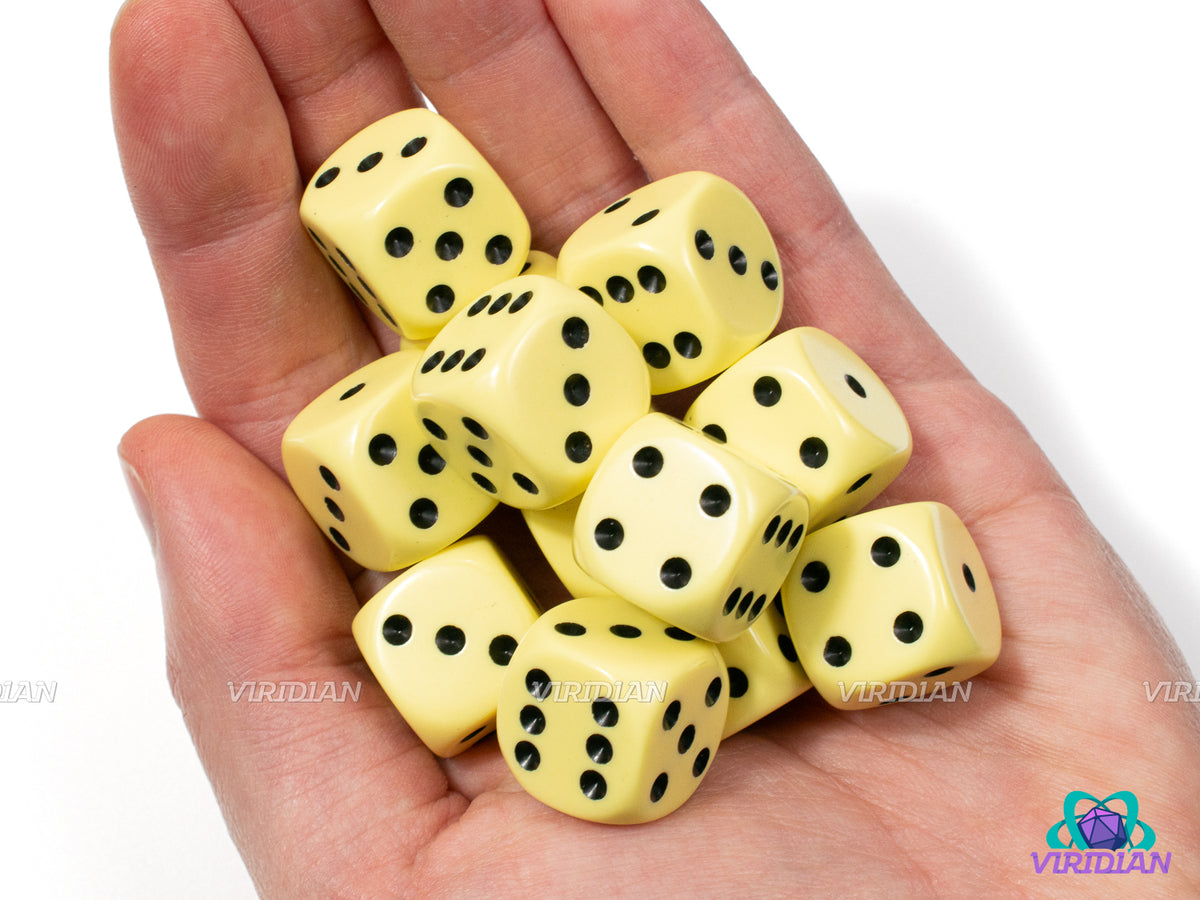 Opaque Pastel Yellow & Black | Acrylic D6 Set (12) | Chessex