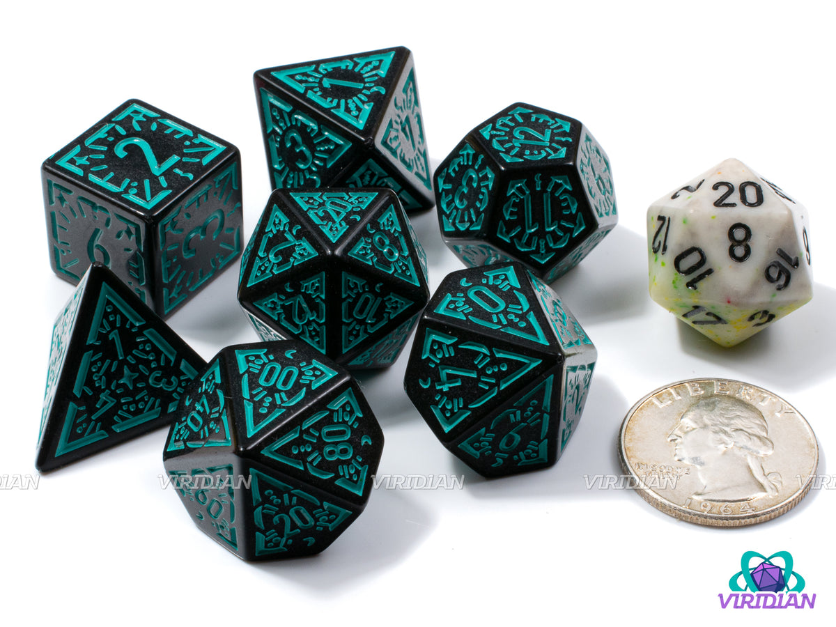 Cyan Night Stars | Black and Teal Ornate Star Design | Acrylic