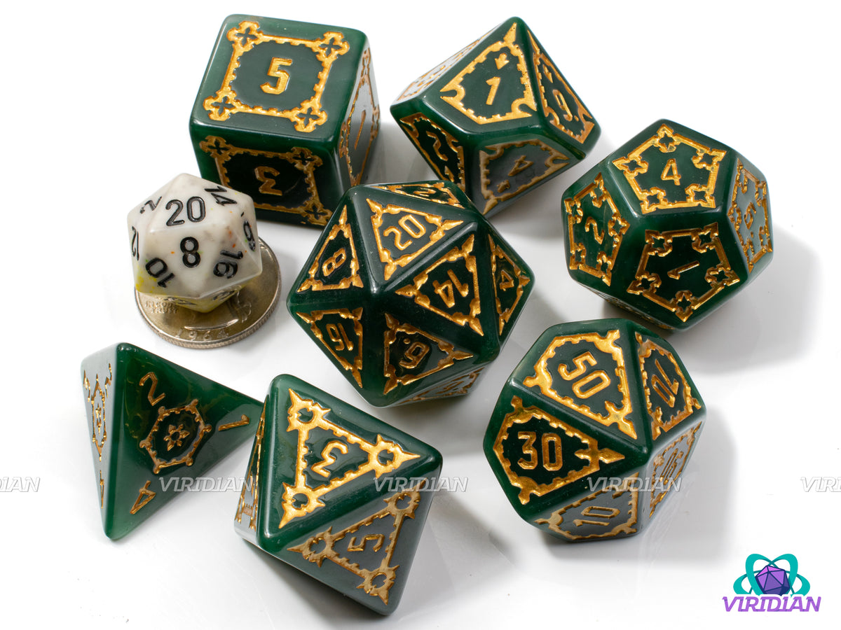 Jade Fortress | Giant Castle Design, Jade Deep Green, Gold Ink