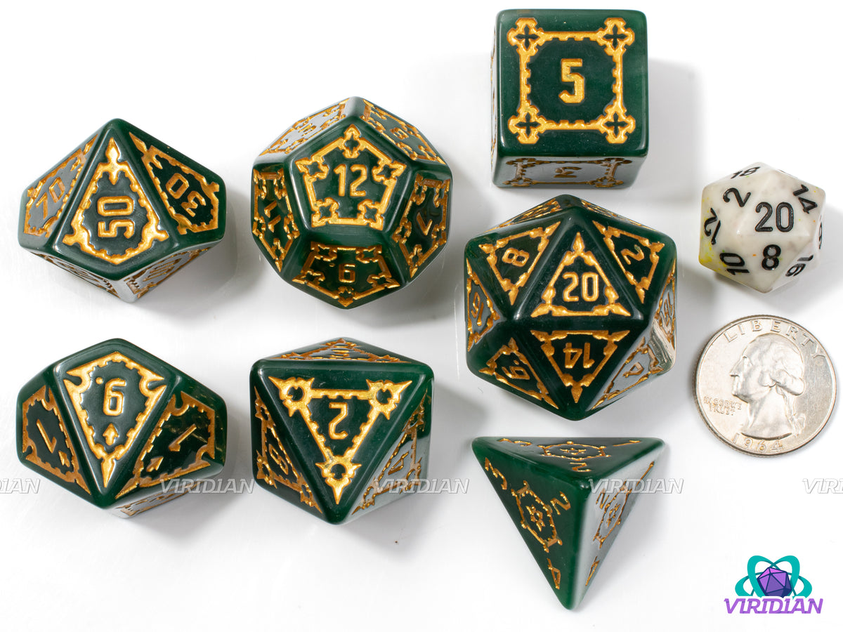Jade Fortress | Giant Castle Design, Jade Deep Green, Gold Ink