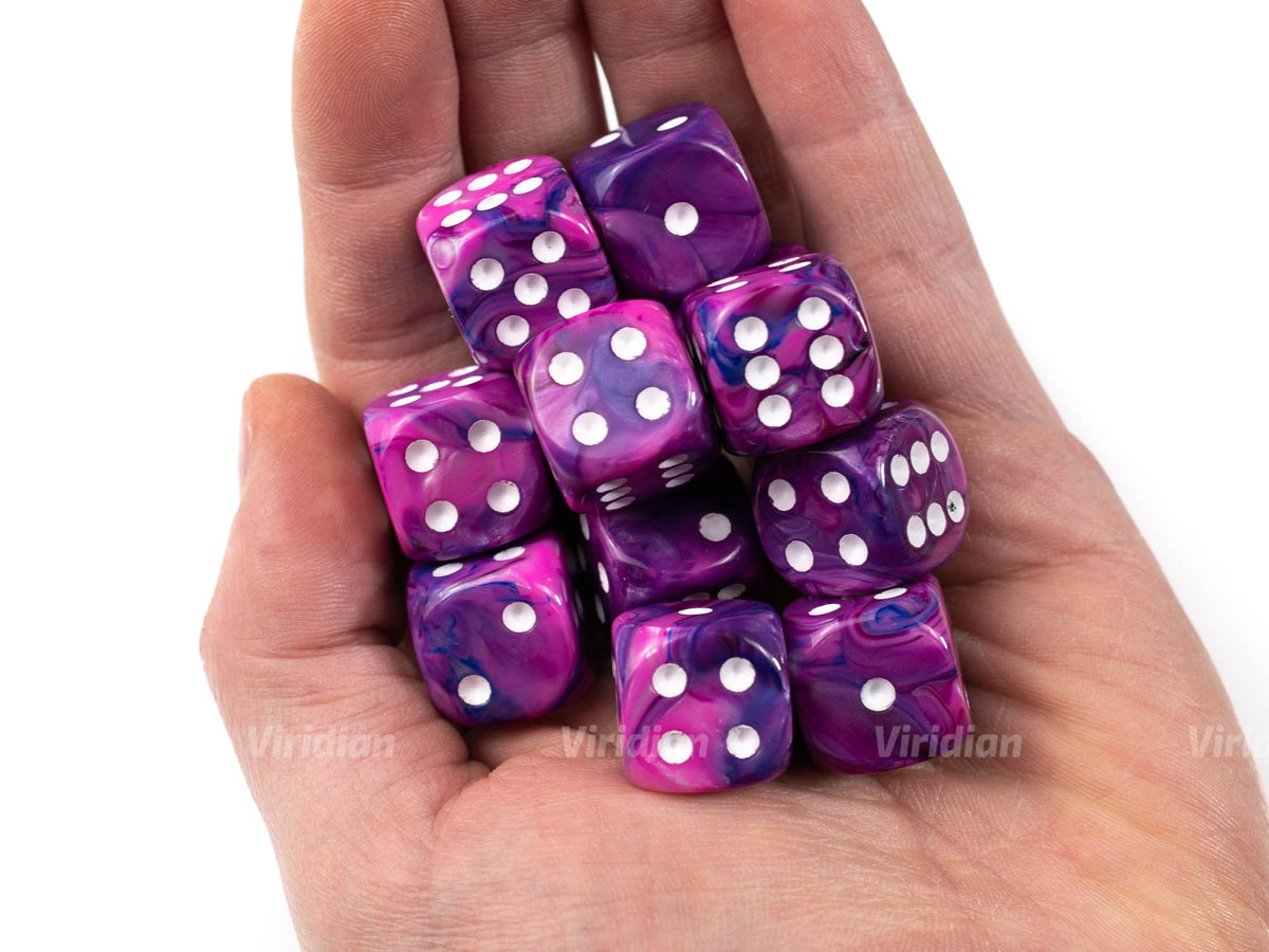 Festive Violet & White D6s (12) | Pink and Purple | D6 Block