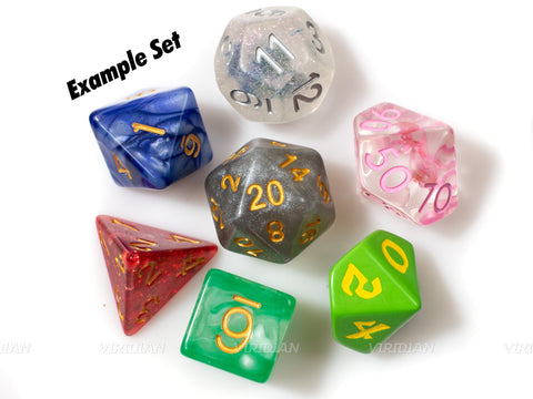 Premium Mystery Unmatched/Mixed Set of (7) Dice | Each Die Is Unique | TTRPG Dice Set