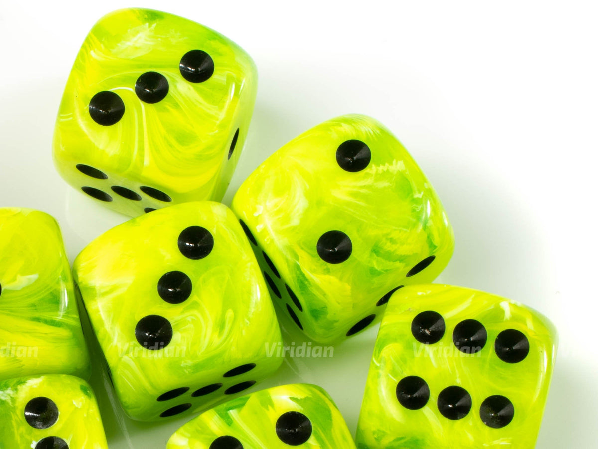 【★超目玉】 | Block D6 | Black & Green Bright Vortex Chessex (12 Dice スキー・スノーボードアクセサリー