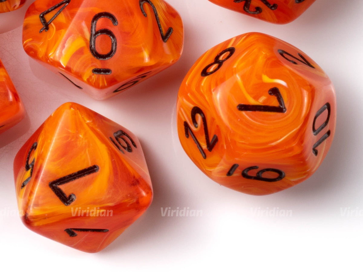 Vortex Orange & Black | Chessex Dice Set (7) – Viridian Dice