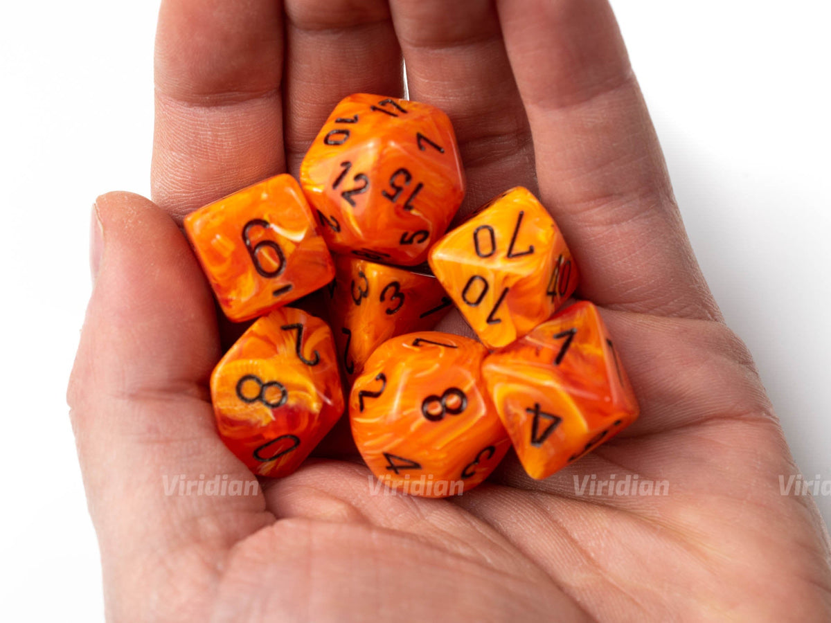 Vortex Orange & Black | Chessex Dice Set (7) – Viridian Dice