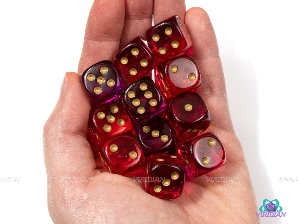 Gemini Red & Violet Translucent | D6 Block | Chessex Dice (12