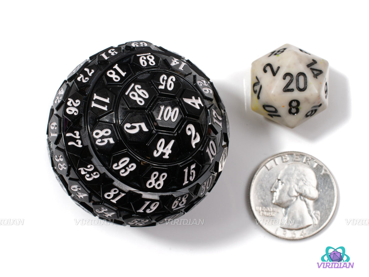 Black & White D100 | 45mm Giant Acrylic Die (1) – Viridian Dice