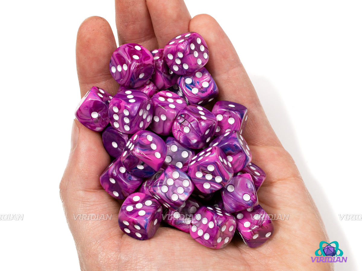 Festive Violet & White D6s (12mm, 36) | D6 Block | Chessex Dice