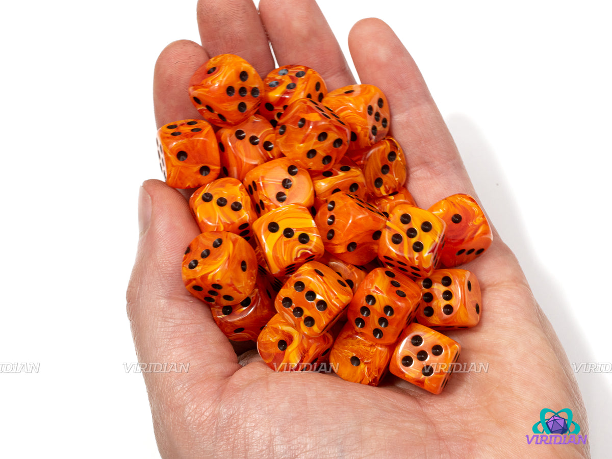Vortex Orange & Black D6s (12mm, 36) | D6 Block (36) | Chessex