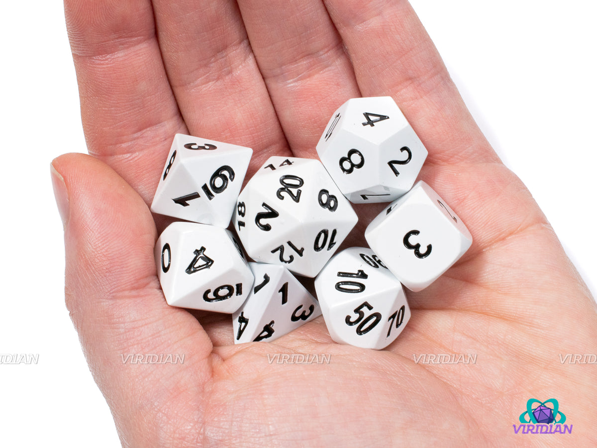 Polar Plunge | White Gloss Metal Dice Set (7) | Dungeons and