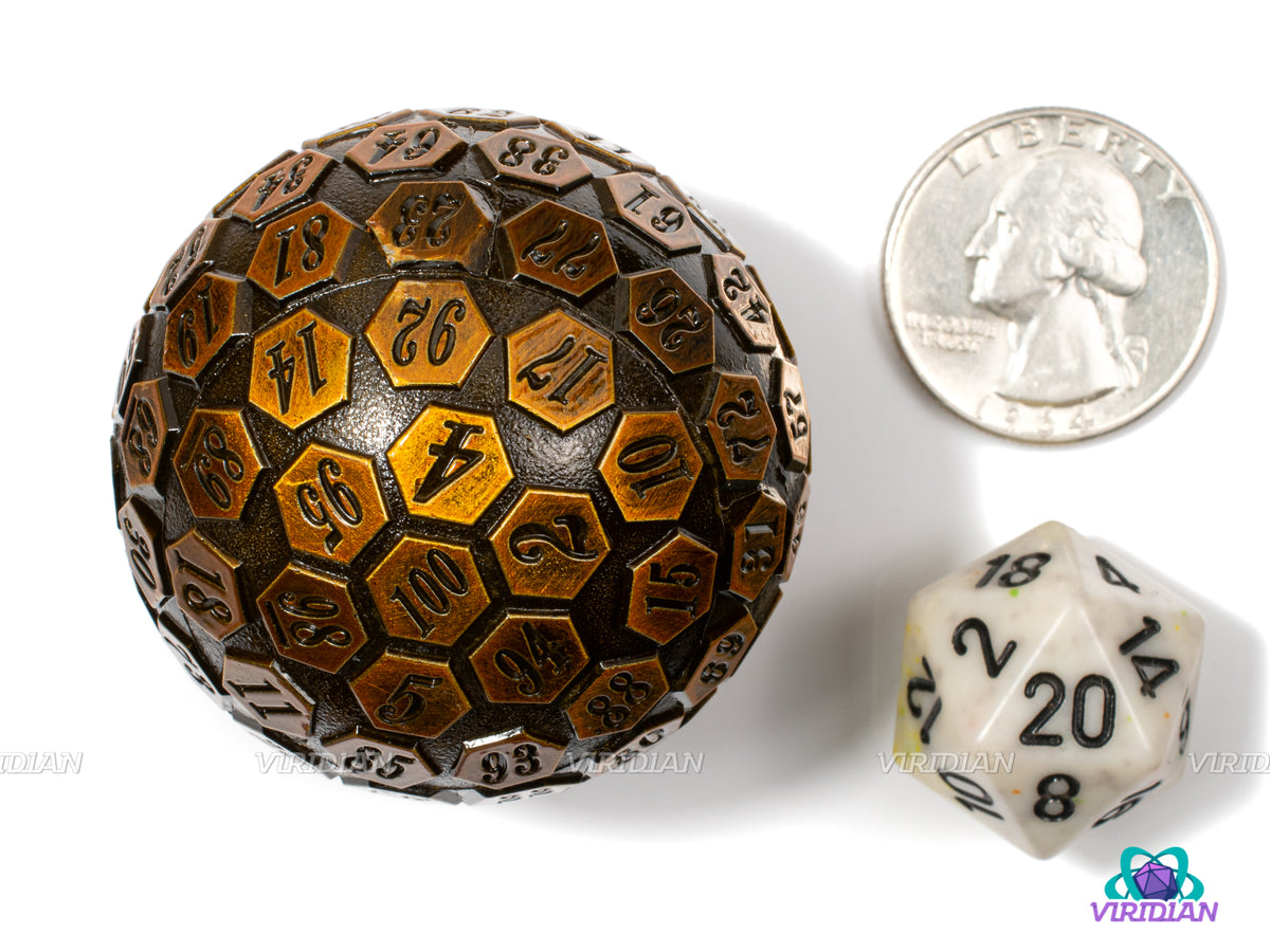 Dark Gold D100 | Giant Metal Die (1) | Dungeons and Dragons (DnD