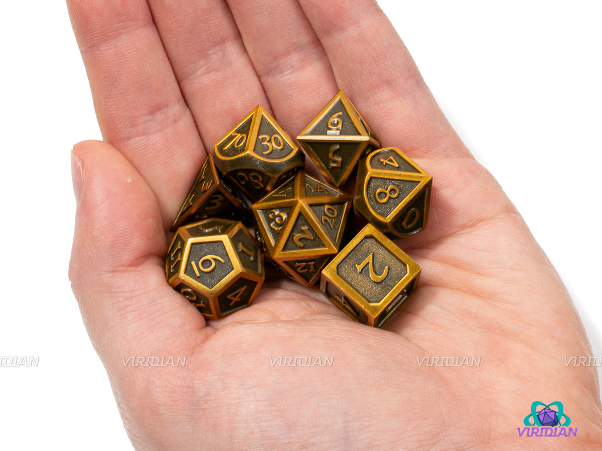 Imperial Helm | Copper & Matte Stylized Metal Dice Set (7)