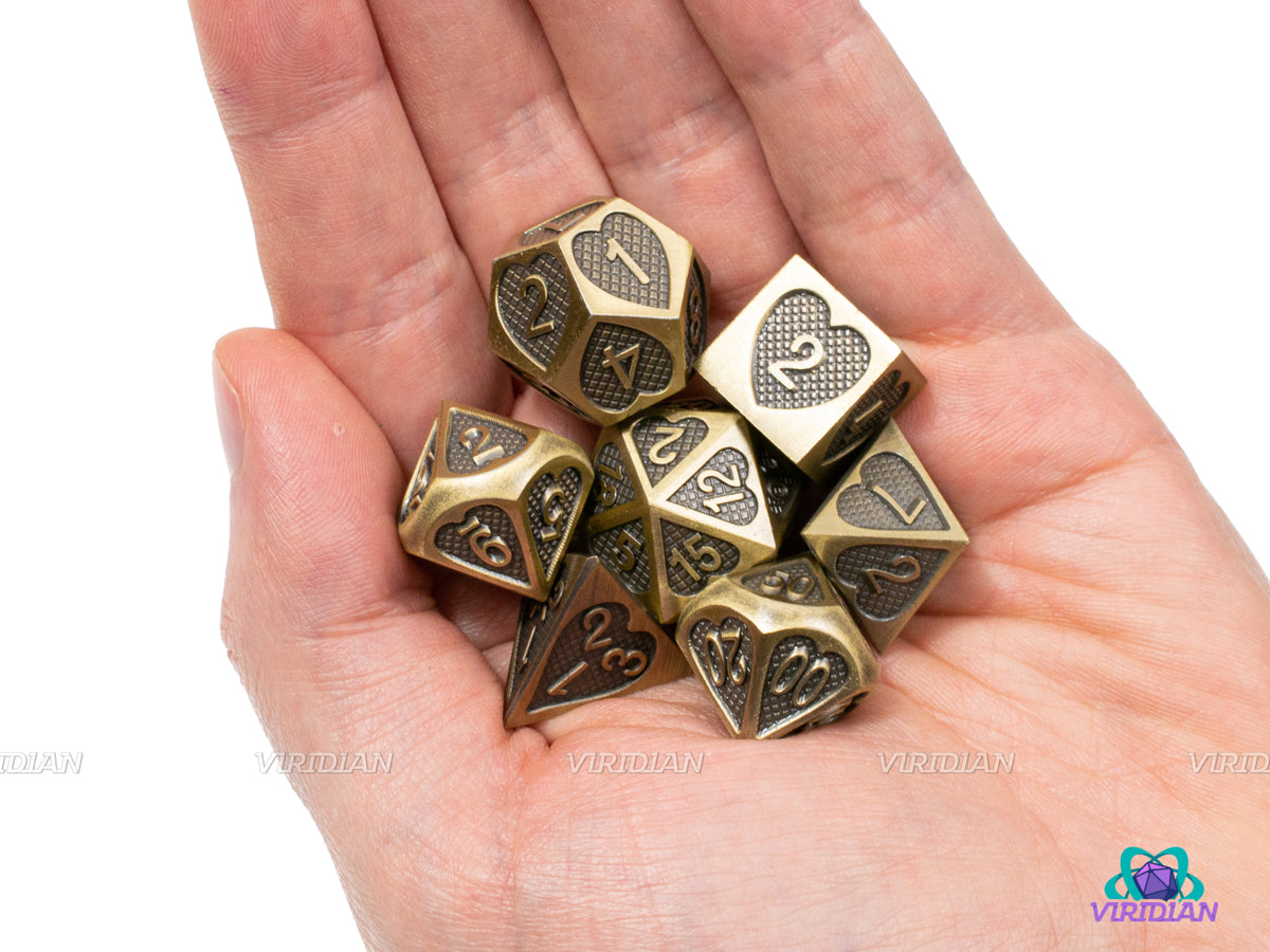 Bronze Heart (discontinued) | Textured Design Metal Dice Set (7