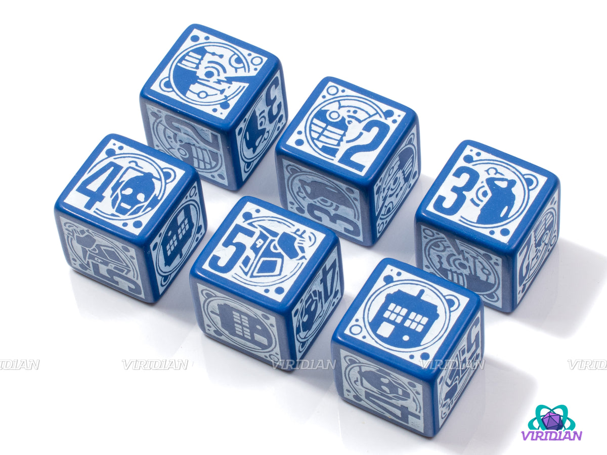 Doctor Who D6s (6) D6 Dice Set Navy & White Doctor Who Dice BBC