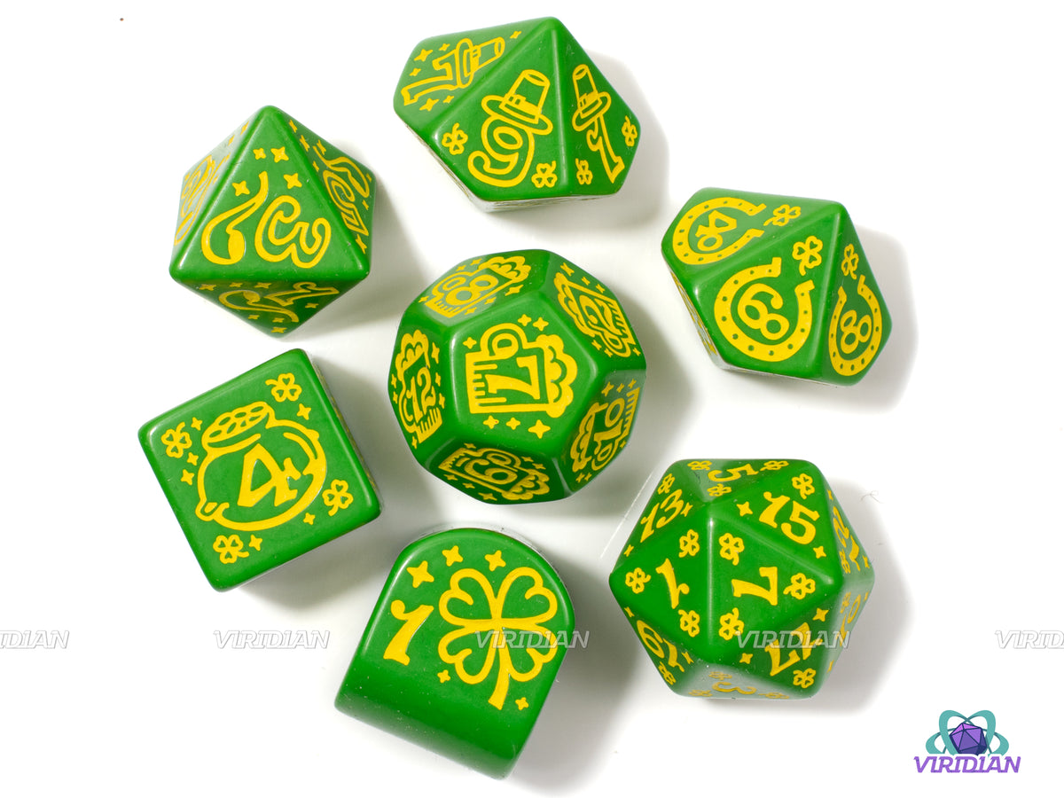 DICE 24/25・SHOWDOWN：LIME GREEN 新品 The Lucky Charm | Green & Yellow St Patrick's Day Themed Dice Set