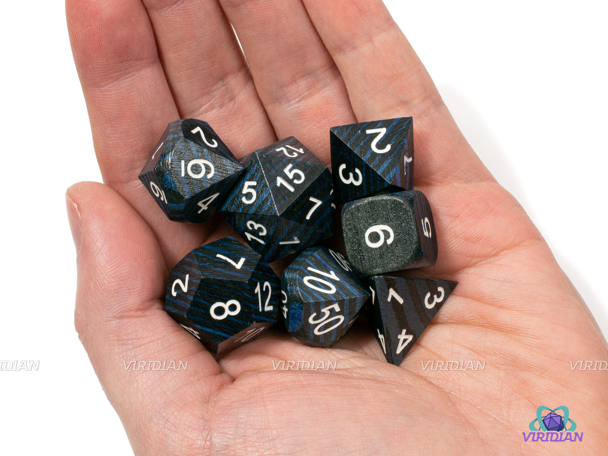 Striped Blue & Black (Discontinued/B-Grade) | Dyed Wood Dice Set