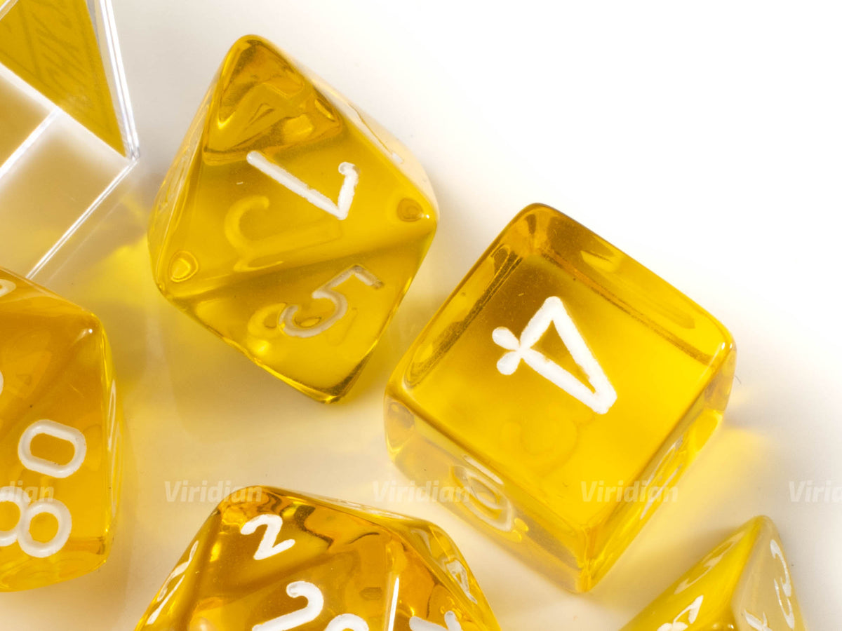 Translucent Yellow & White | Chessex Dice Set (7) – Viridian Dice