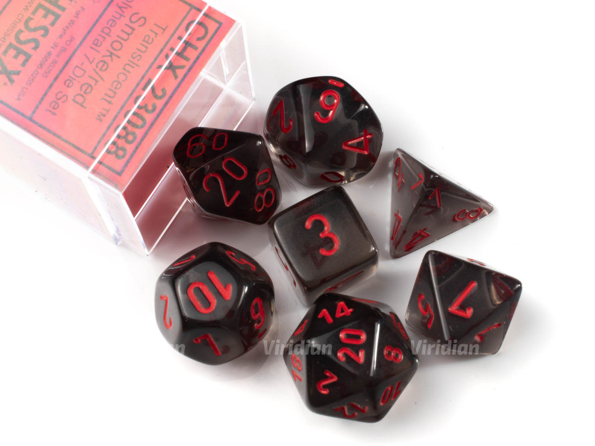 Translucent Smoke & Red (discontinued) | Chessex Dice Set (7