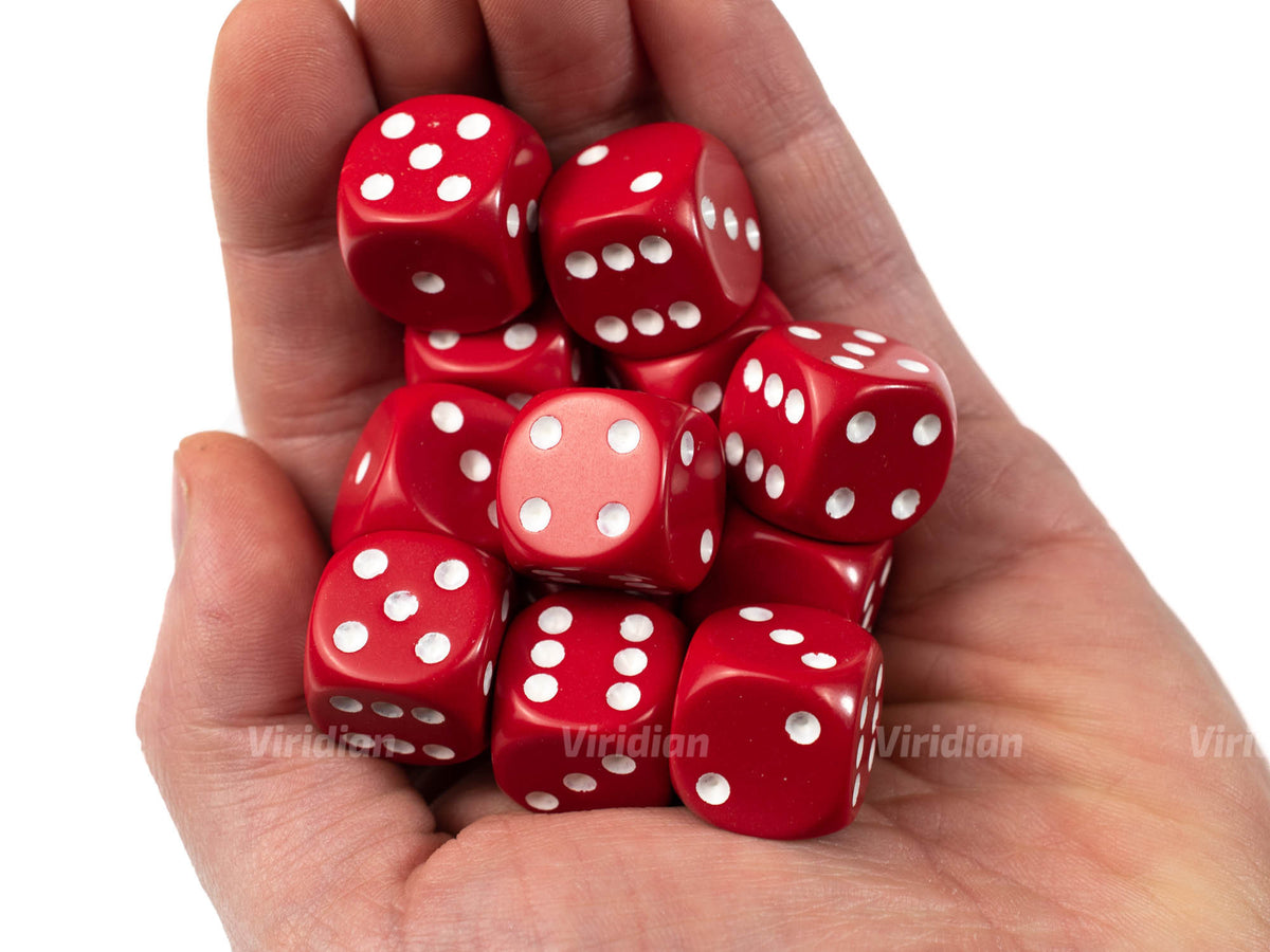 Opaque Red & White | D6 Block | Chessex Dice (12) – Viridian Dice