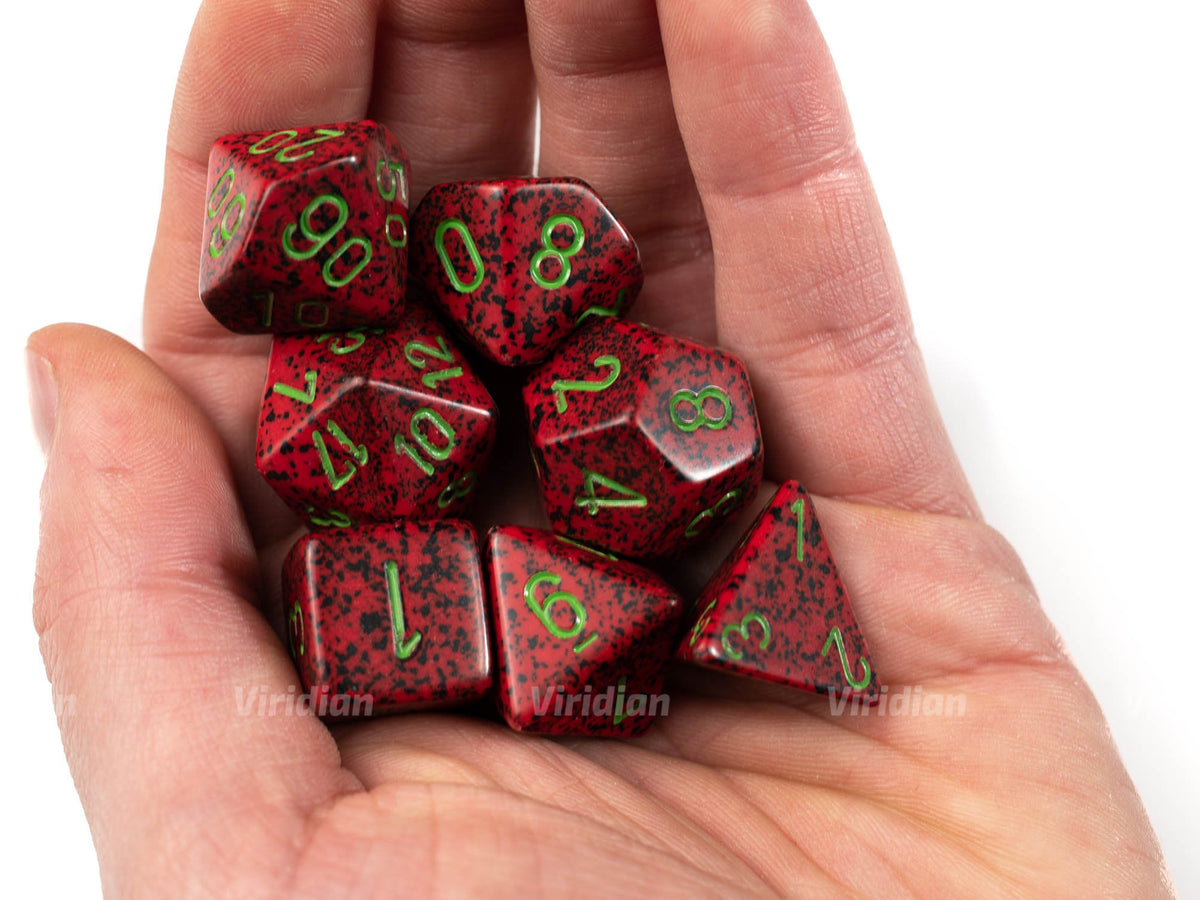 Speckled Strawberry | Green & Red | Chessex Dice Set (7