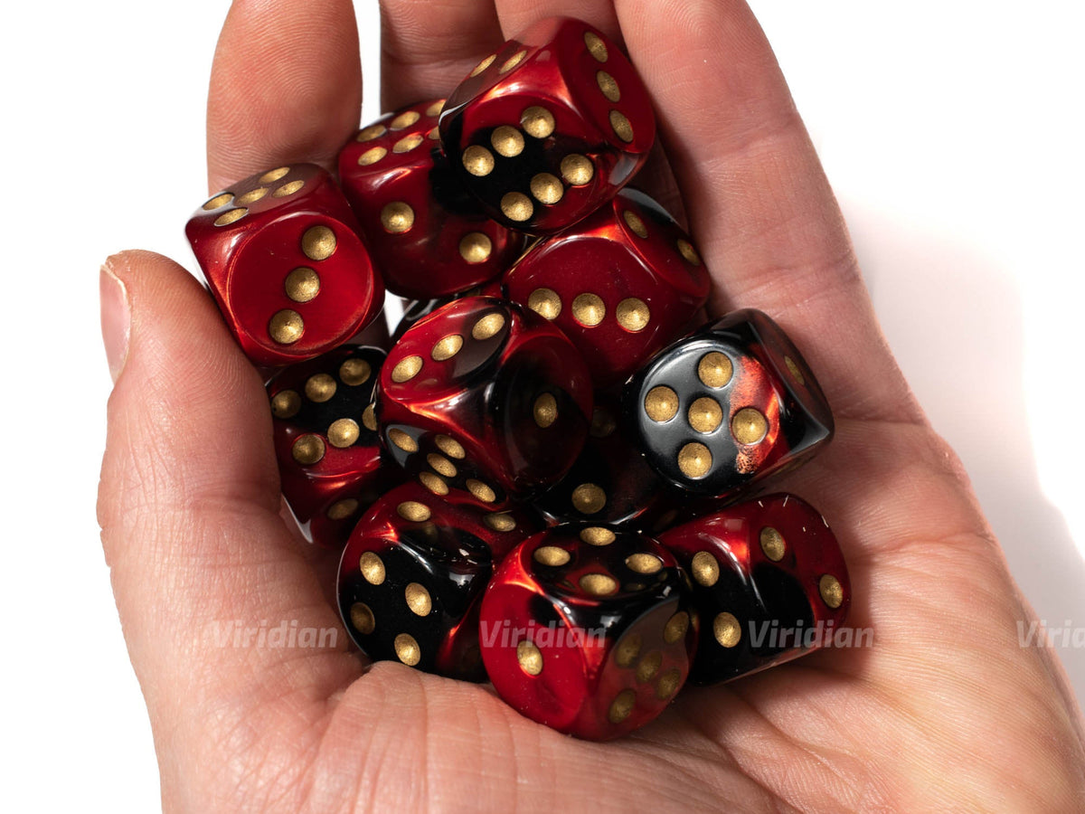 Gemini Black & Red D6s (12) | D6 Block | Chessex Dice (12