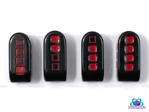 8-Bit Fury Power-Up D4s (Set of 4) | Video Game Power-Up Battery Retro Design, Red and Black, Modern D4 | Resin Set (4)