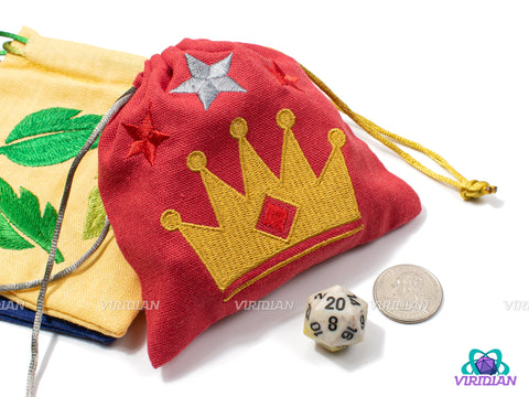 Class Dice Bags | Embroidered Red, Blue, Yellow | Cotton Woven Dice Bag