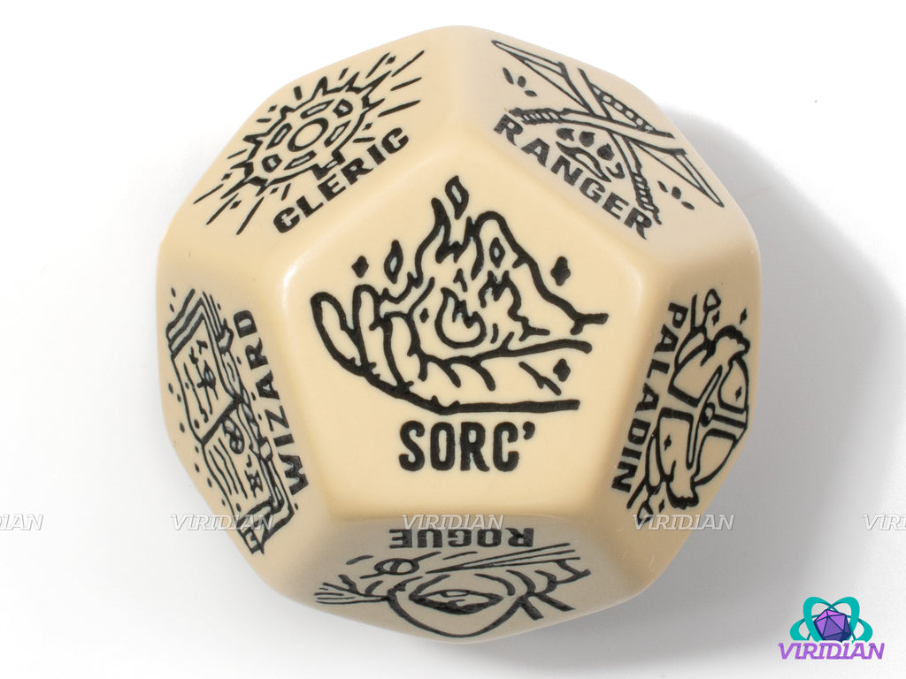 Character: Class Generator Die | Random TTRPG DnD Character Die, Improv, DM Dice Game Aide | Giant D12 Acrylic (1)