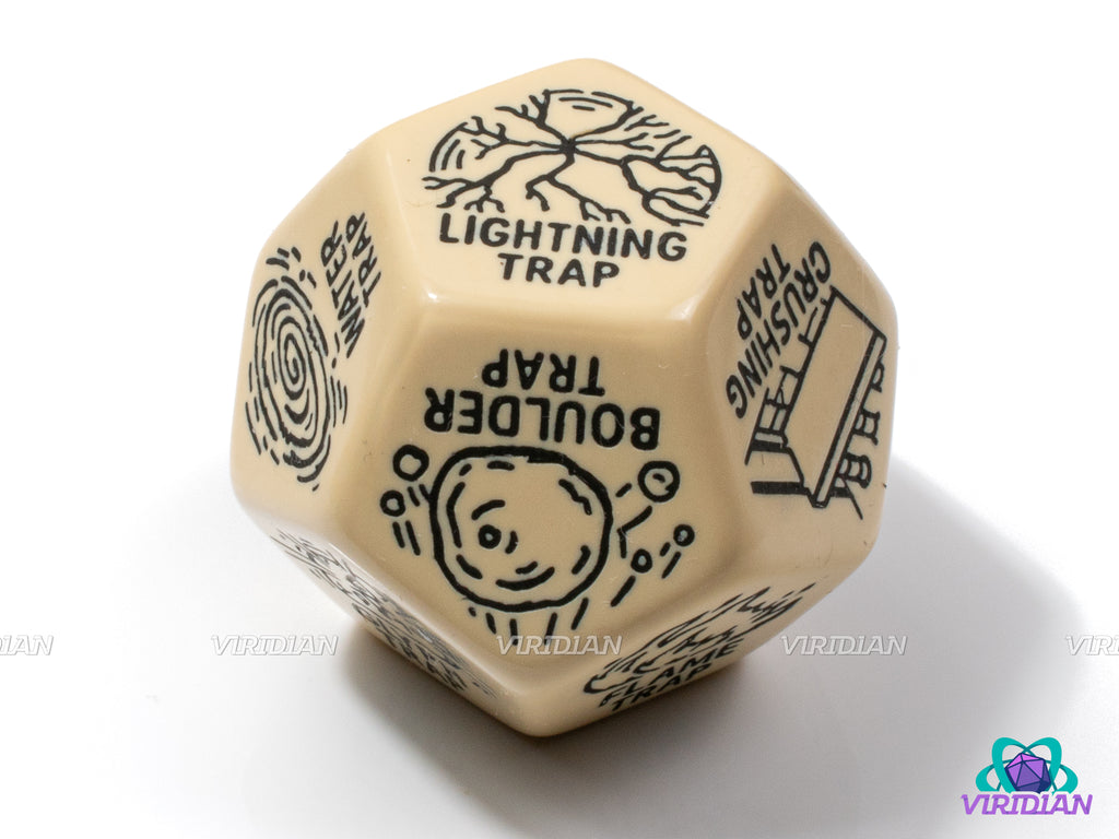 Trap Generator Die | Random Hazard and Danger Creation Dice, Giant 30mm | Acrylic Giant D12 (1)