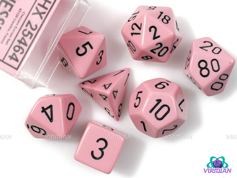 Opaque Pastel Pink & Black | Acrylic Polyhedral Dice Set (7) | Chessex