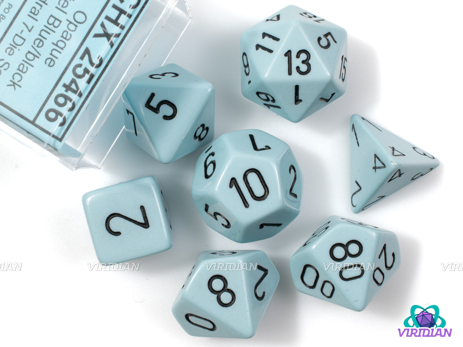 Opaque Pastel Blue & Black | Acrylic Polyhedral Dice Set (7) | Chessex
