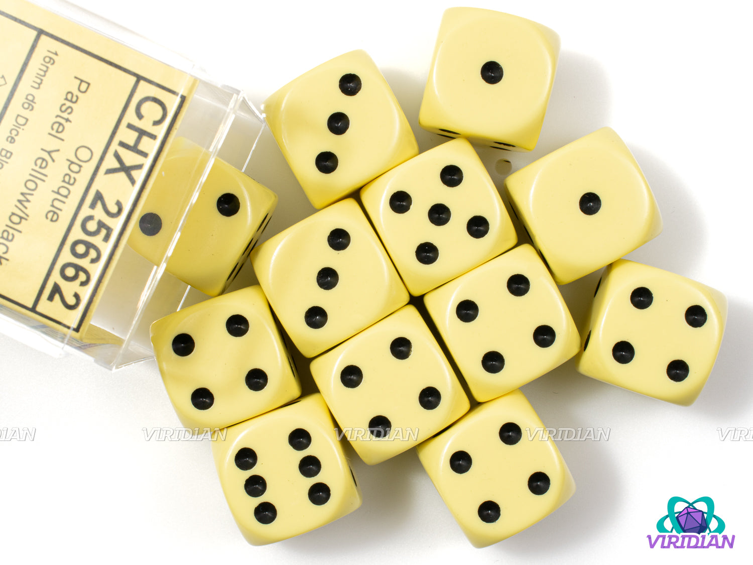 Opaque Pastel Yellow & Black | Acrylic D6 Set (12) | Chessex