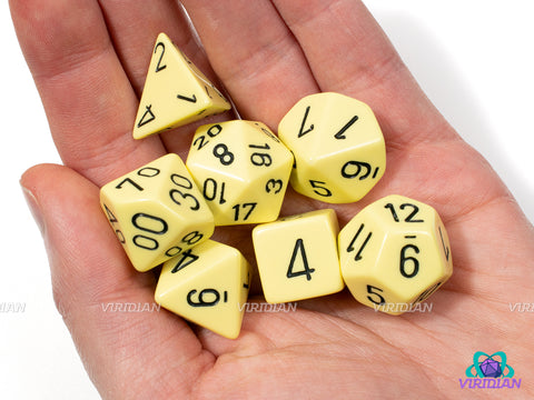 Opaque Pastel Yellow & Black | Acrylic Polyhedral Dice Set (7) | Chessex