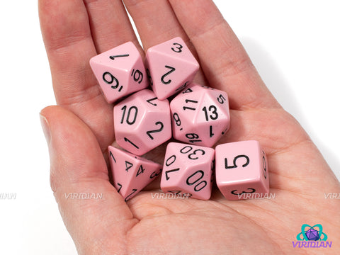 Opaque Pastel Pink & Black | Acrylic Polyhedral Dice Set (7) | Chessex