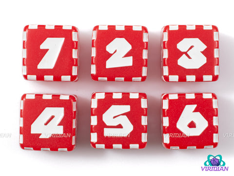 Dice Block! (Set of 6) | Mario Party Inspired D6s Bricks | Red or Blue | Acrylic D6 Dice Set (6)