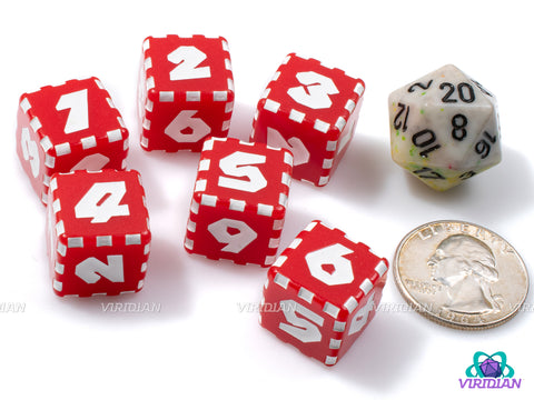 Dice Block! (Set of 6) | Mario Party Inspired D6s Bricks | Red or Blue | Acrylic D6 Dice Set (6)