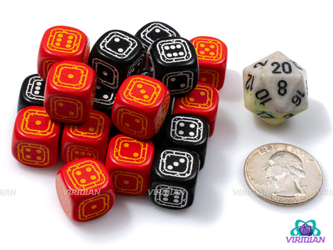 Fortress D6 Set | Black & Red | Wargaming | Acrylic Dice Set (20)