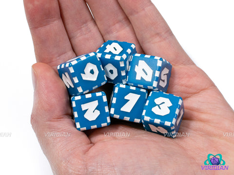 Dice Block! (Set of 6) | Mario Party Inspired D6s Bricks | Red or Blue | Acrylic D6 Dice Set (6)