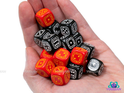 Fortress D6 Set | Black & Red | Wargaming | Acrylic Dice Set (20)