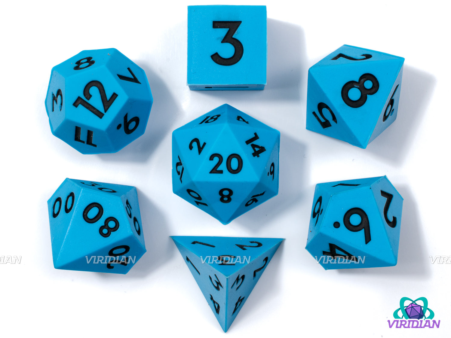 Clear Skies (Silicone) | Sky Blue Sharp Edge, Bouncy, Rubber-like | Silicone Dice Set (7)