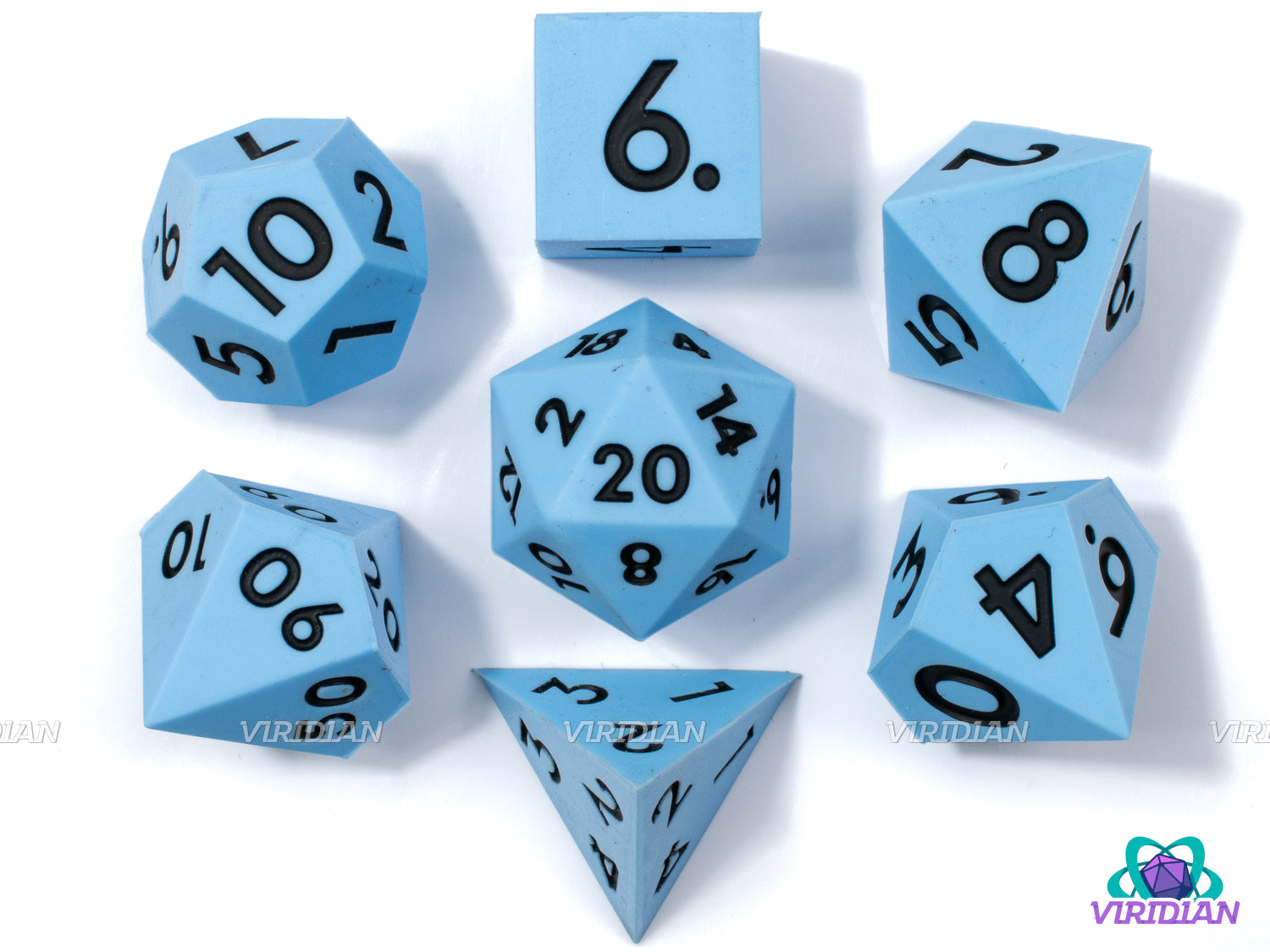 Robin's Egg (Silicone) | Light Blue Sharp Edge, Bouncy, Rubber-like | Silicone Dice Set (7)