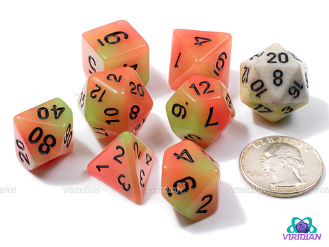 Bonfire (Glow In The Dark) | Orange & Yellow Swirls | Acrylic Dice Set (7)