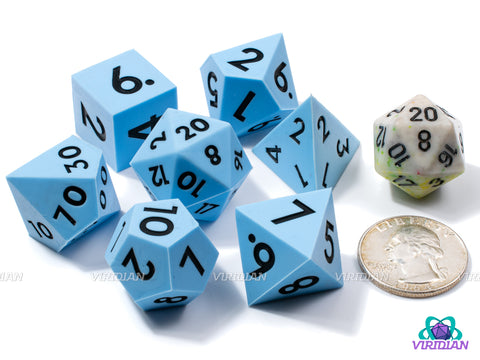 Robin's Egg (Silicone) | Light Blue Sharp Edge, Bouncy, Rubber-like | Silicone Dice Set (7)