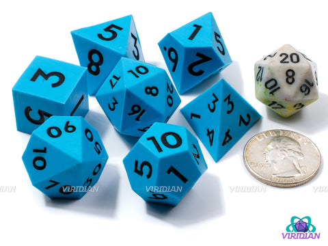 Clear Skies (Silicone) | Sky Blue Sharp Edge, Bouncy, Rubber-like | Silicone Dice Set (7)