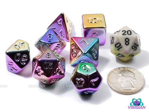 Rainbow Electroplate | Shiny Multicolor Lightweight Metallic-Look | Acrylic Dice Set (7)