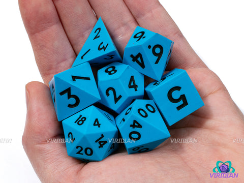 Clear Skies (Silicone) | Sky Blue Sharp Edge, Bouncy, Rubber-like | Silicone Dice Set (7)