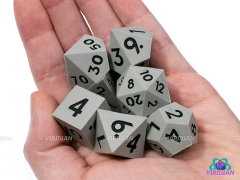 Rolling Stone (Silicone) | Light Gray Sharp Edge, Bouncy, Rubber-Like | Silicone Dice Set (7)