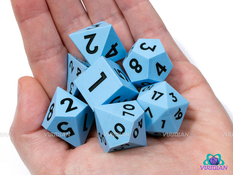 Robin's Egg (Silicone) | Light Blue Sharp Edge, Bouncy, Rubber-like | Silicone Dice Set (7)